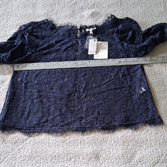 New Joie Midnight Blue Lace Blouse - Picture 4 of 6